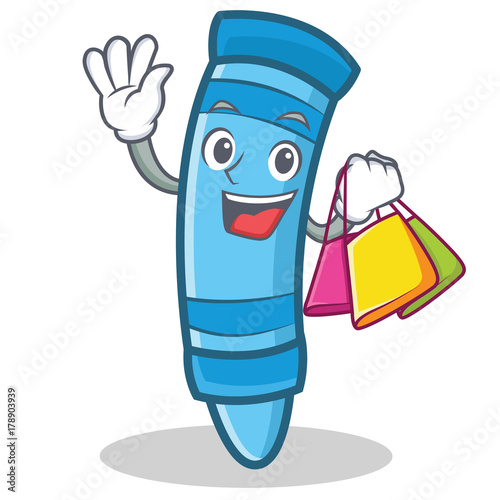 Shopping crayon character cartoon style
