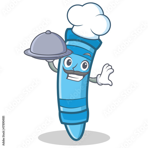 Chef with food crayon character cartoon style