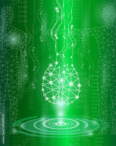 abstract background technology concept in green light,brain and human body heal ,technology modern medical science in future and global international medical with tests analysis clone DNA human