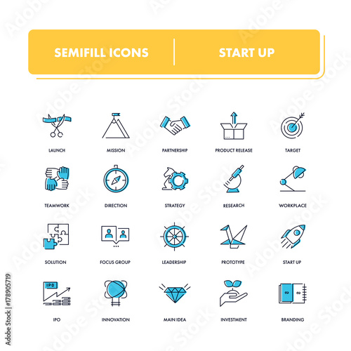  Line icons set. Start Up 
