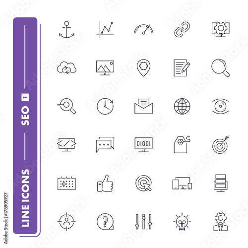 Line icons set. Seo