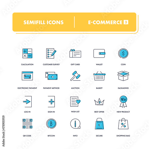 Line icons set. E-commerce 3