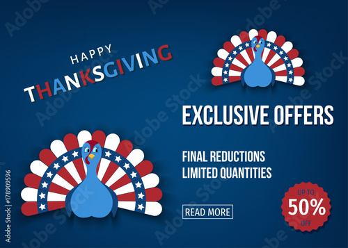 Thanksgiving day exclusive offer vector  banner.