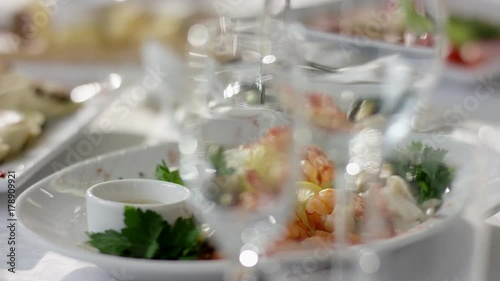 View of perfect food on dinner table at restaurant photo