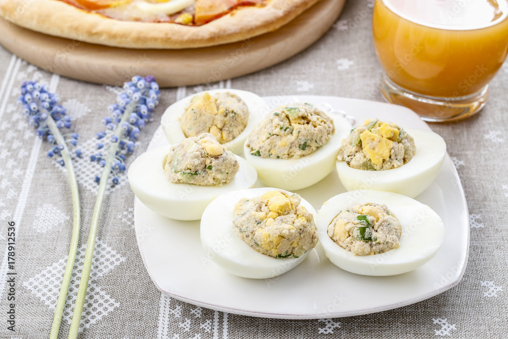 Stuffed eggs snack