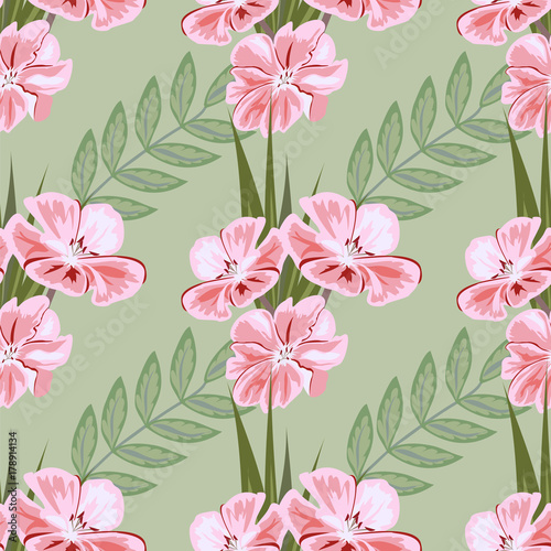 Vintage seamless pattern with cute pink flowers. Hand-drawn floral background for textile  cover  wallpaper  gift packaging  printing.Romantic design for calico.