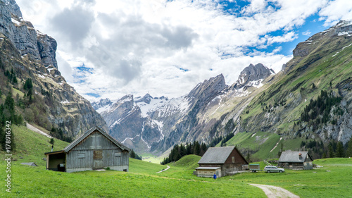 The Swiss Alps near Seealpsee lake  Appenzeller Land  Switzerland