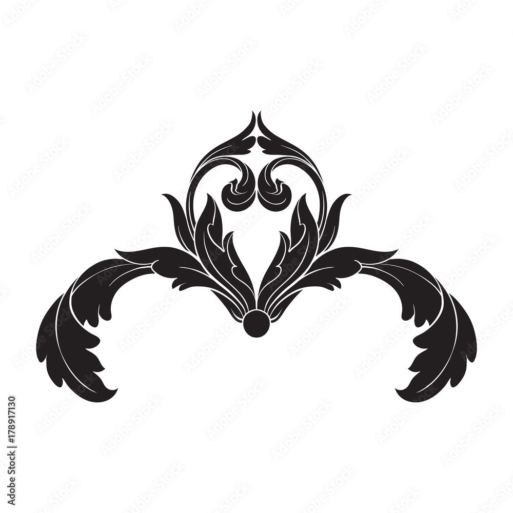 Naklejka premium Classical baroque ornament vector 
