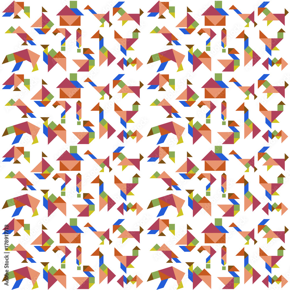 Background with various figures of tangram ilustración de Stock | Adobe  Stock