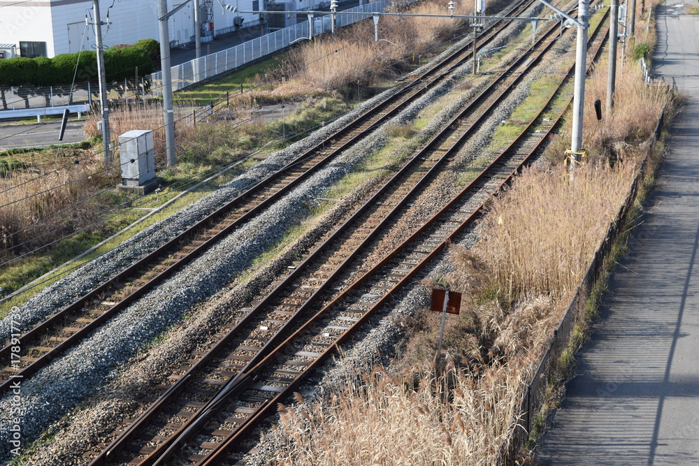 Foto de 鉄道線路の分岐ポイント do Stock Adobe Stock