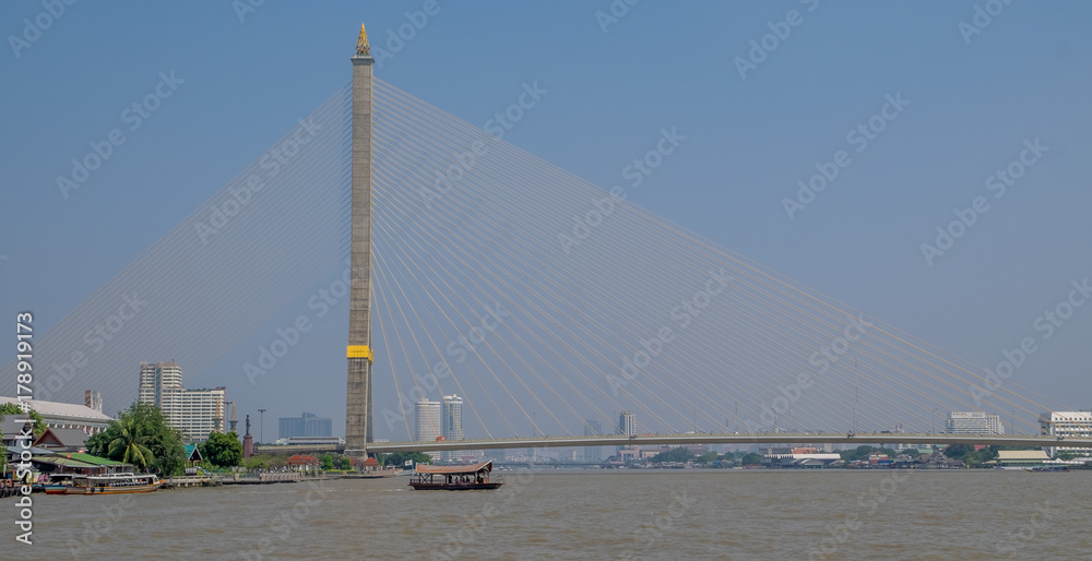 Rama VIII bridge over the Chao Phraya River in Bangkok Thailand