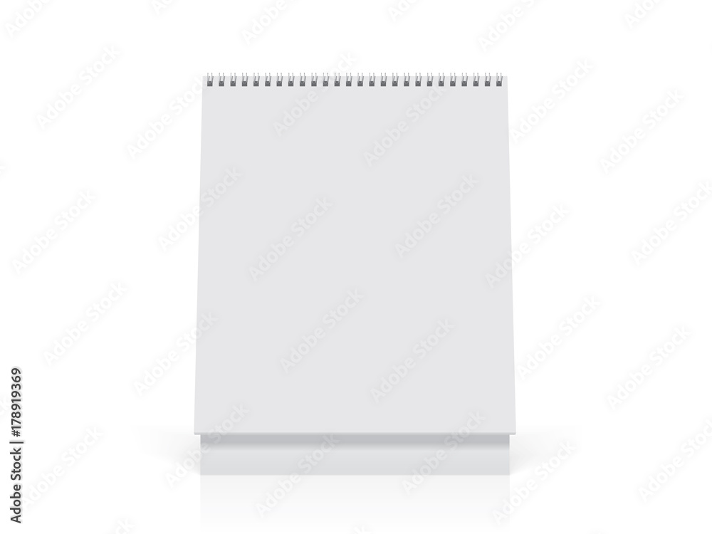 A paper white calendar stands on the table. Mock Up Vector Template A paper white calendar stands on the table. Mock Up Vector Template