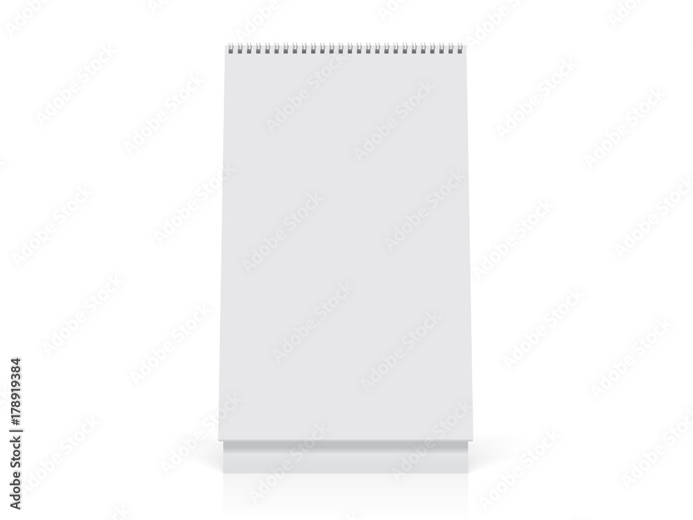 Fototapeta premium A white paper calendar stands on the table. Mock Up Vector Template
