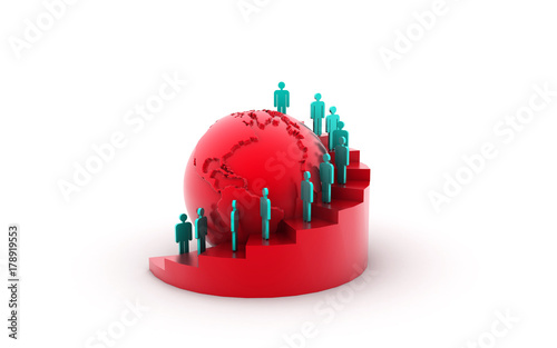 3d rendered Global business network concept isolated on white background