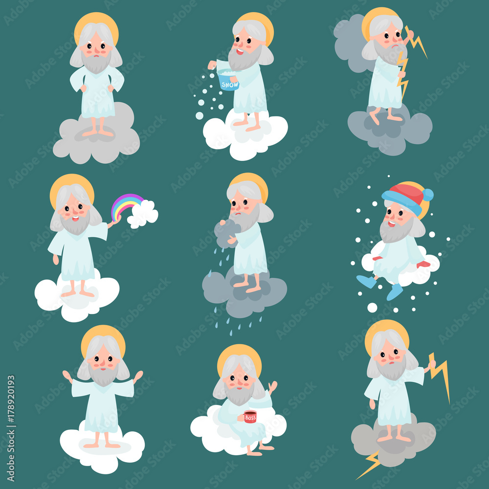 God character working day set God character working day set