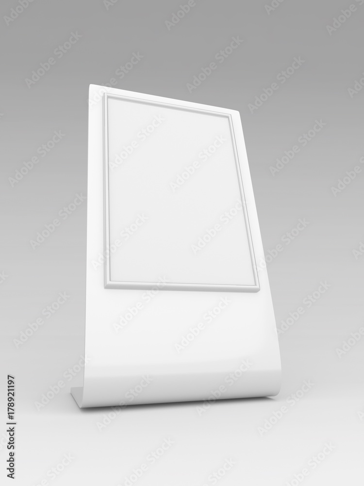 Outdoor Advertising Stand Banner Shield Display.  Mockup template - 3D rendering