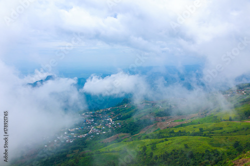 Phu Tub Berk mountain with mist, Thailand