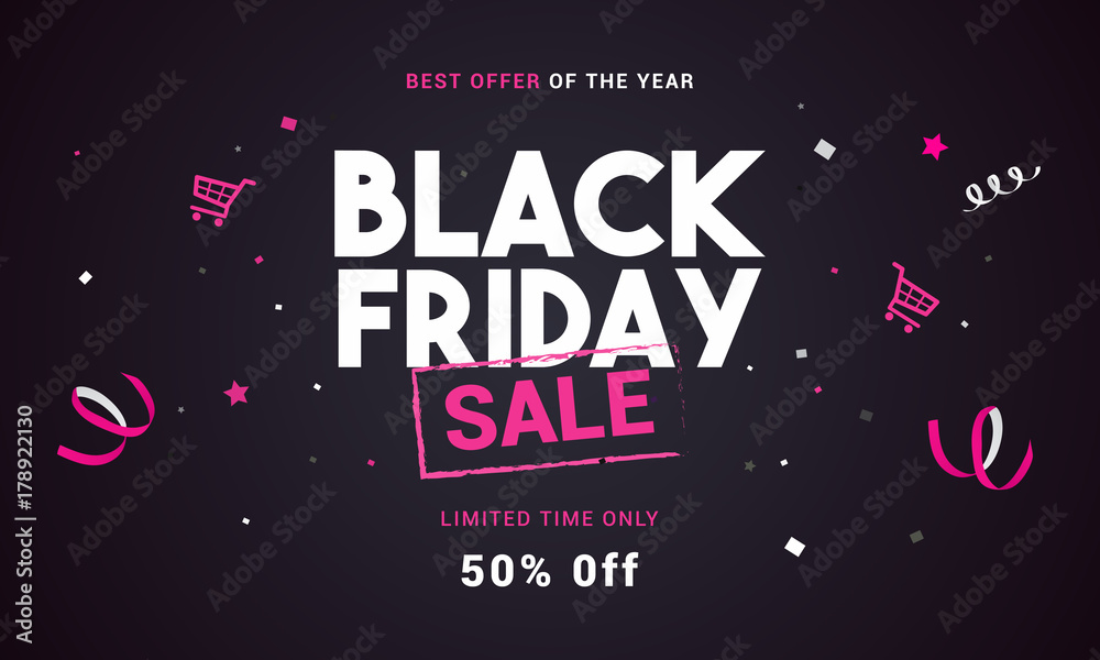 Black Friday sale vector illustration, Black and pink theme