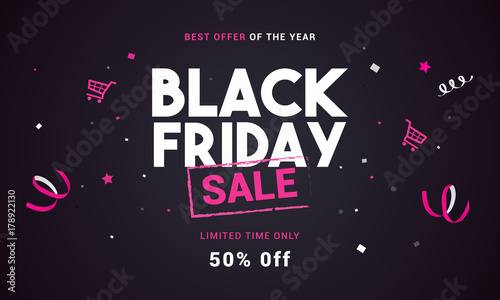 Black Friday sale vector illustration, Black and pink theme photo