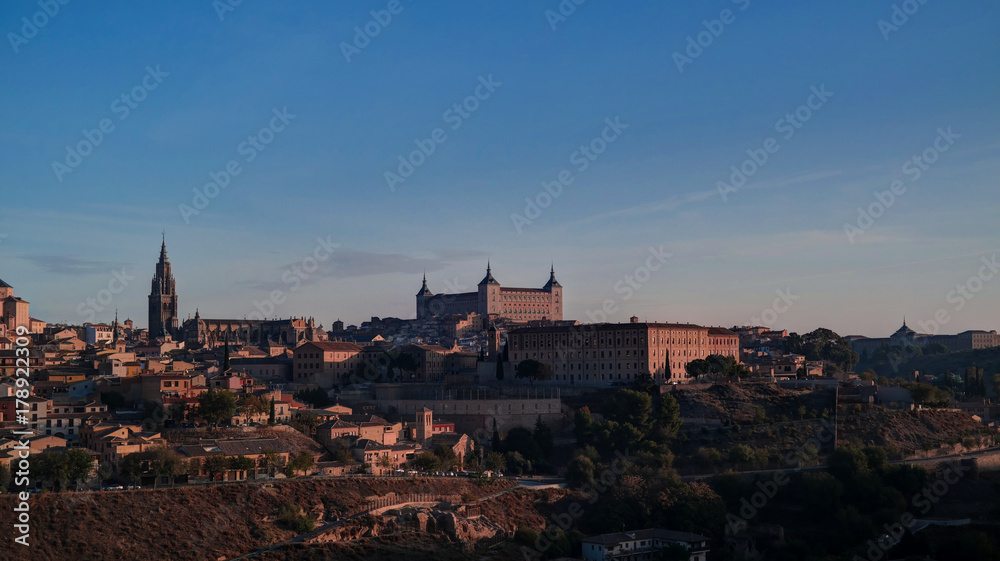 Panorama of the old city of Toledo, Tagus river, Spain