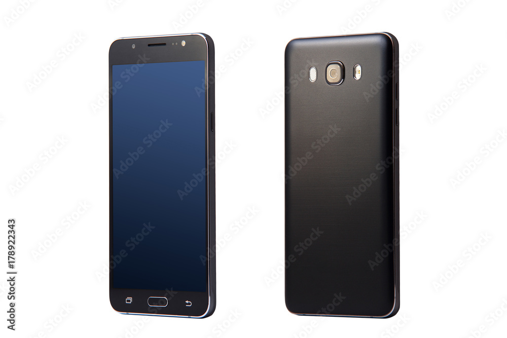 Perspective view of black modern smartphone Perspective view of black modern smartphone