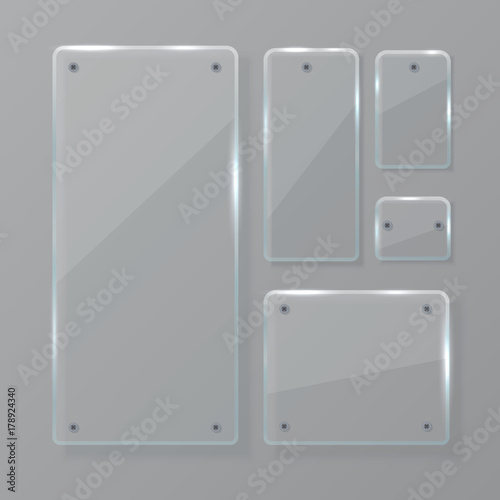 Glass banner, realistic vector illustration