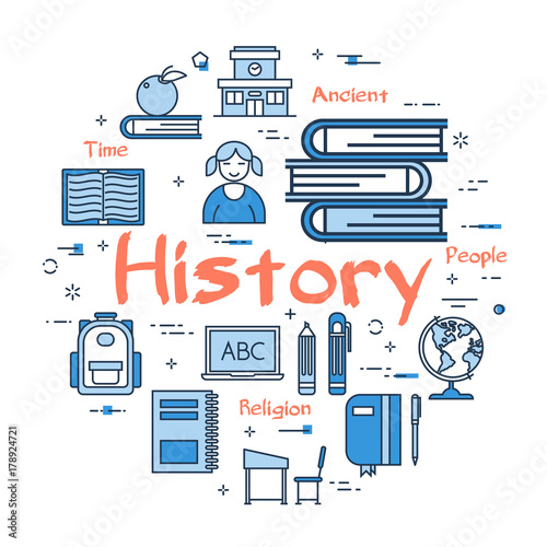 Blue round History Subject concept