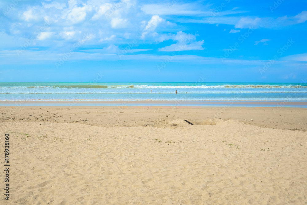 Beautiful beach and blue sky background