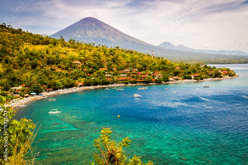 Agung Volcano seen from Amed, in East Bali. photo