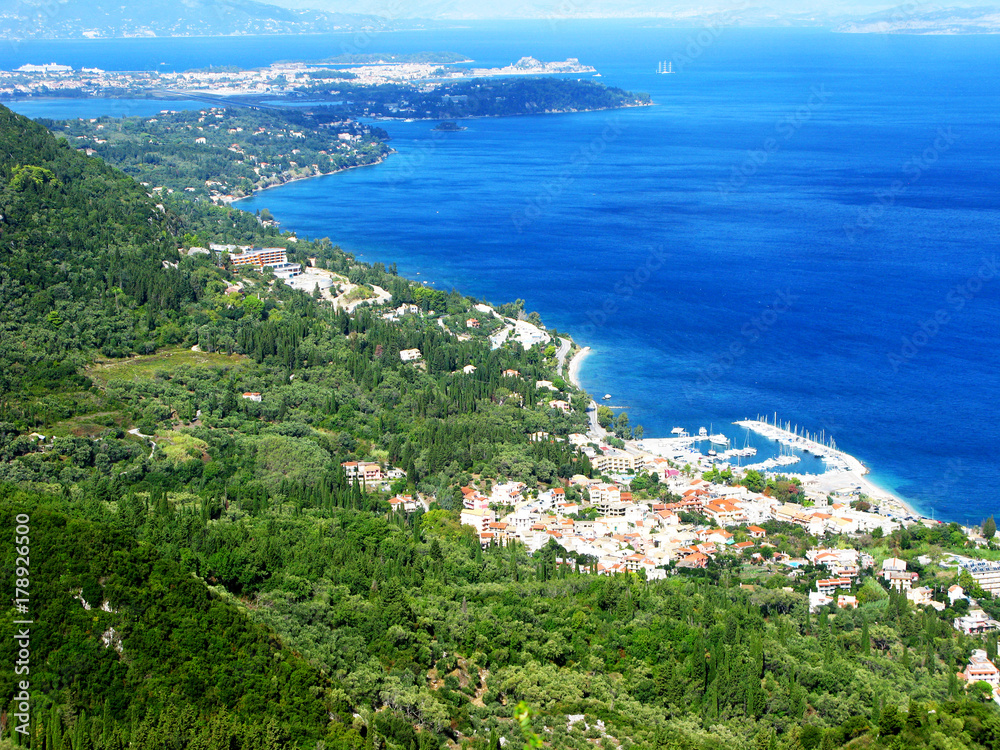 coast landscape ionian sea on Corfu island