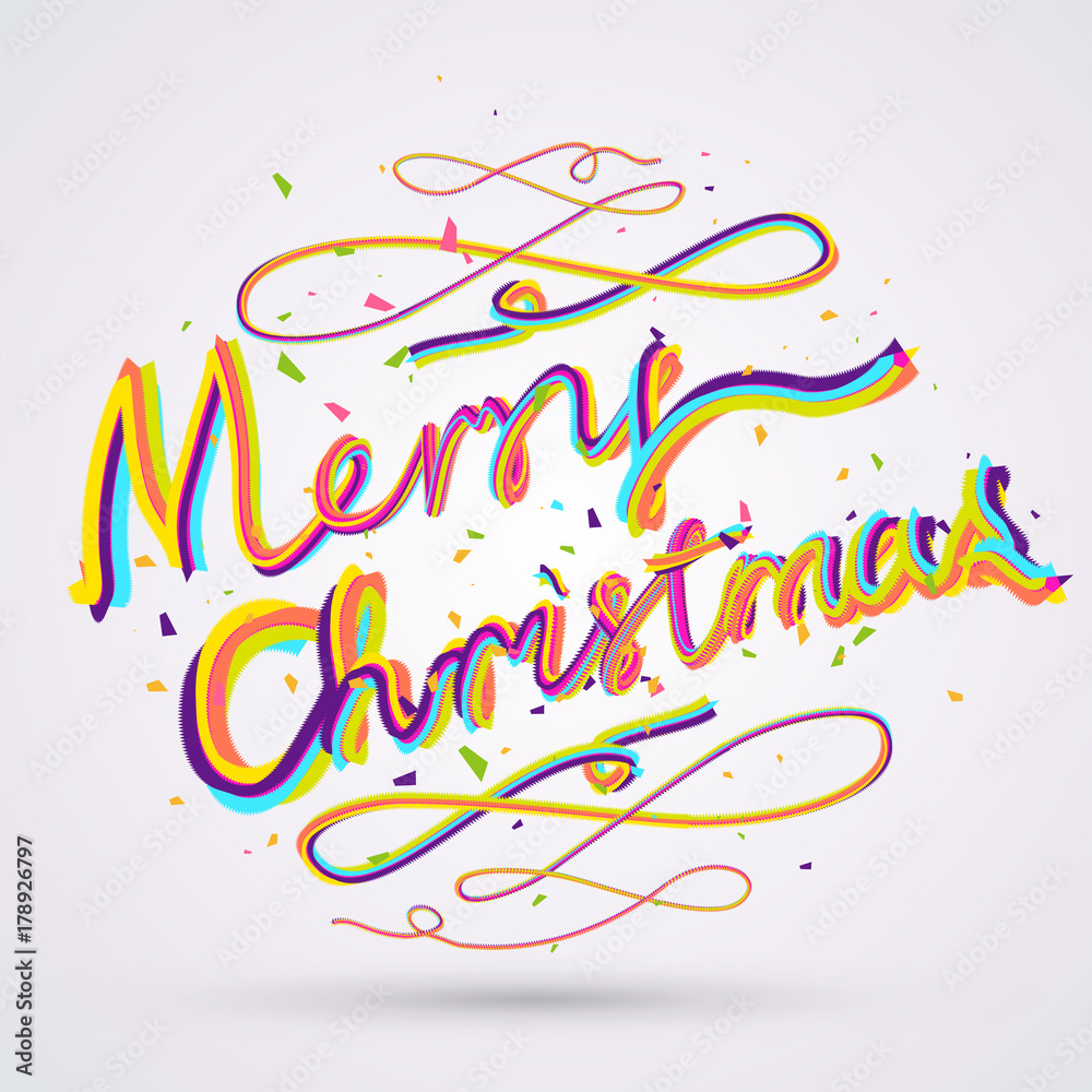 Merry Christmas font design, festival background.