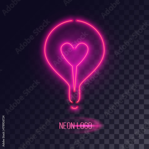 Pink neon lightbulb logo