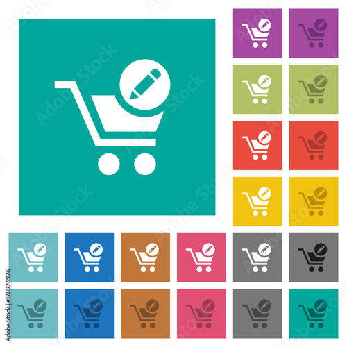 Edit cart items square flat multi colored icons