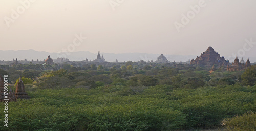 A view of a few of the thousands of temples at Bagan, Myanmar.
