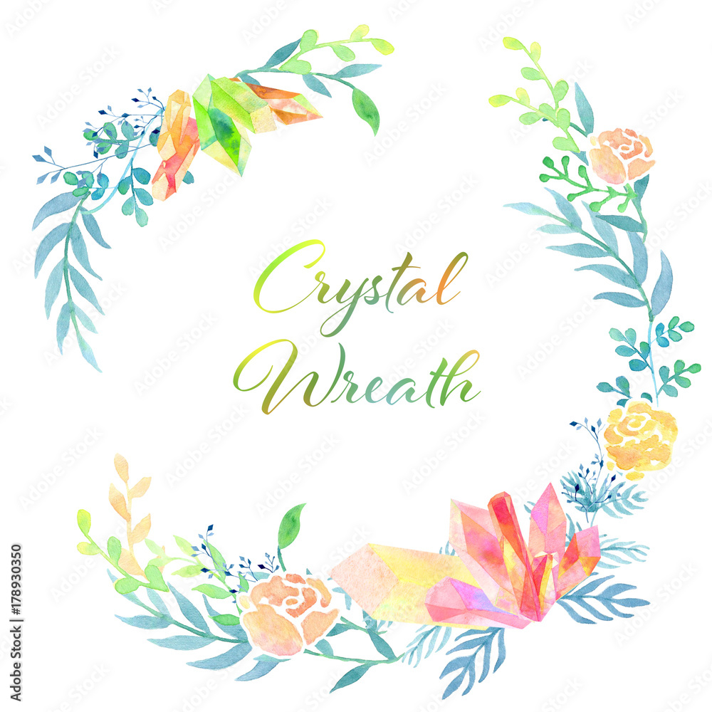 Fototapeta premium watercolor crystal wreath