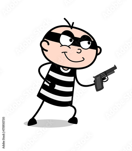 Clever Thief Running with Gun Vector
