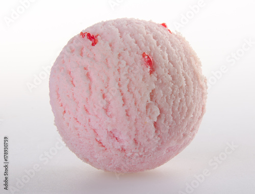 ice cream scoop. Strawberry ice cream.