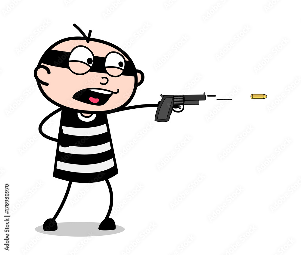 Cartoon Terrorist Shooting with Gun Stock Vector | Adobe Stock