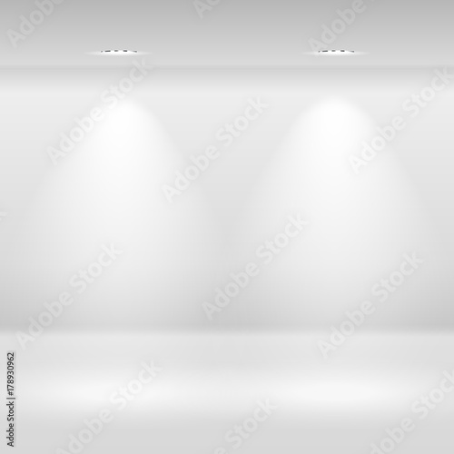 Empty White Wall With Spot Lamps