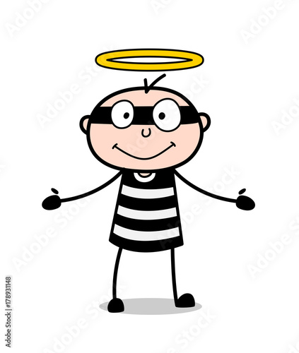 Smiling Face with Halo - Cartoon Gangster Vector