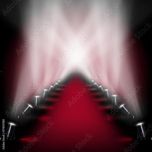 Red Carpet Runway With Spotlights