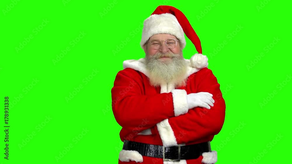 Santa Claus on green background. Santa with folded arms. Santa Claus on green background. Santa with folded arms.