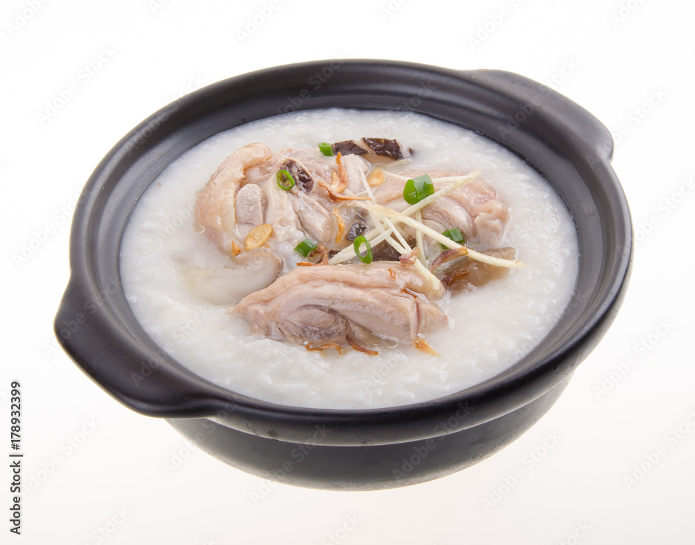 Traditional chinese porridge rice gruel served in claypot Traditional chinese porridge rice gruel served in claypot