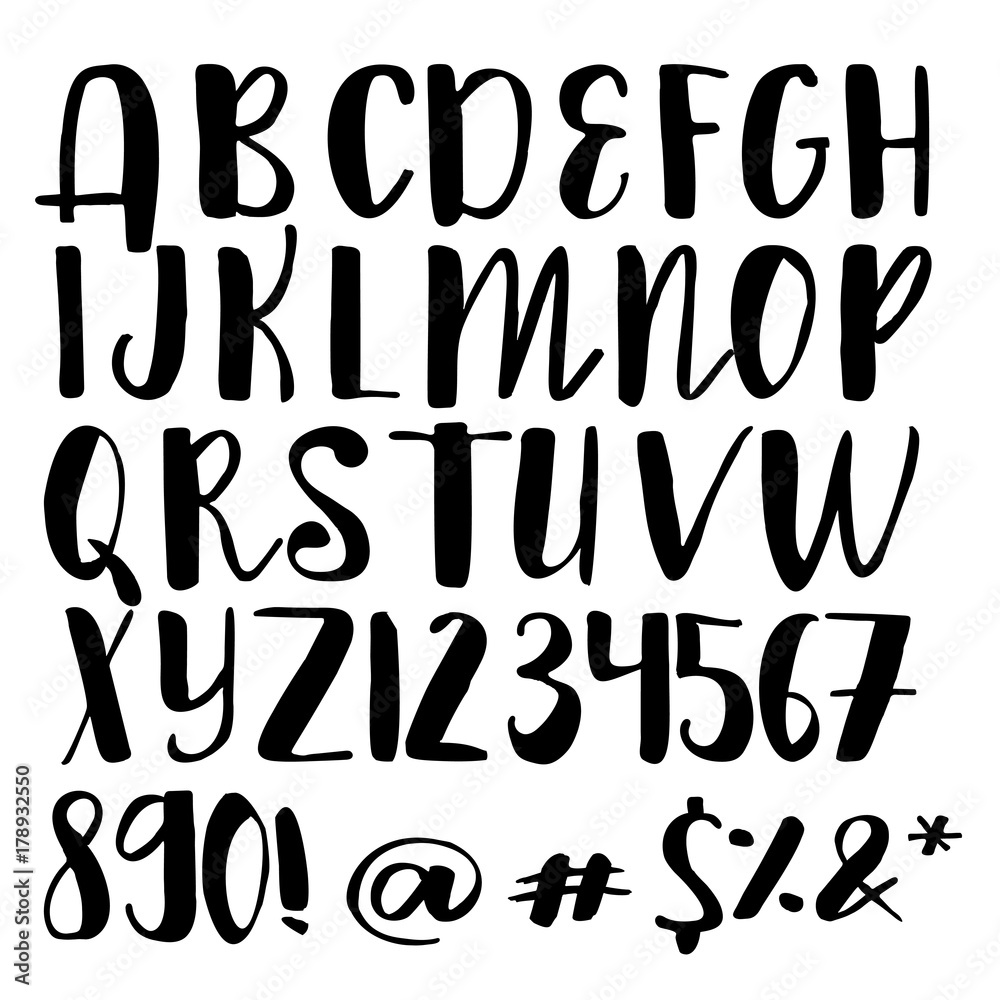 Handwritten calligraphy font. Vector alphabet. Hand drawn letters Handwritten calligraphy font. Vector alphabet. Hand drawn letters