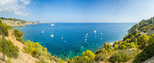 Fototapeta Naklejka Na Ścianę i Meble -  Mediterranean panorama in Ibiza, Balearic islands.