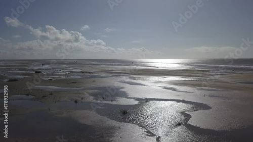 Wallpaper Mural Aerial of Wadden island Fanø in Denmark – flying over the beach and sea - low angle view Torontodigital.ca