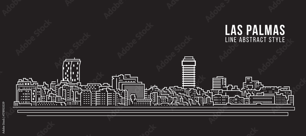 Cityscape Building Line art Vector Illustration design - Las Palmas city