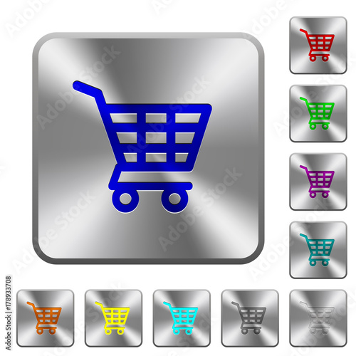 Shopping cart rounded square steel buttons