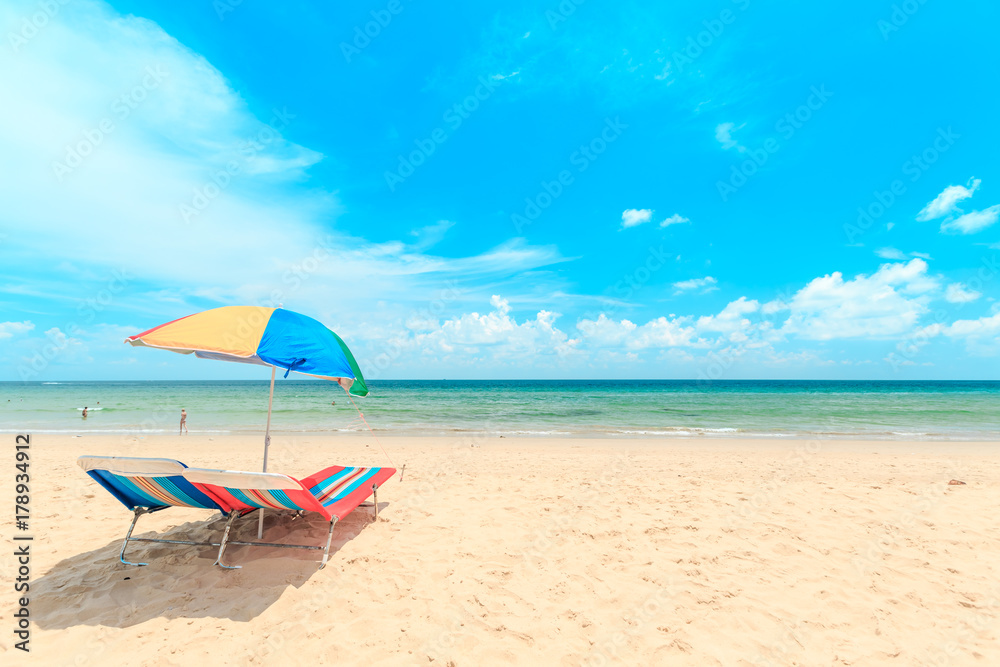 Ka-ron Beach at Phuket , Thailand. White sand beach with beach umbrella. Summer, Travel, Vacation and Holiday concept. Ka-ron Beach at Phuket , Thailand. White sand beach with beach umbrella. Summer, Travel, Vacation and Holiday concept.