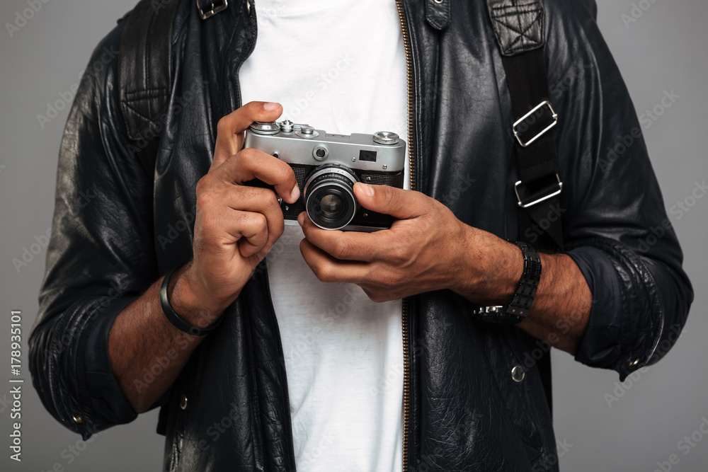 Close up of a young african male photographer Close up of a young african male photographer